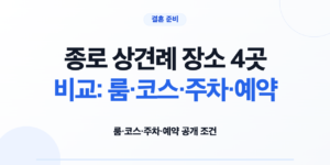종로 상견례 장소 4곳의 룸 코스 주차 예약 조건 비교
